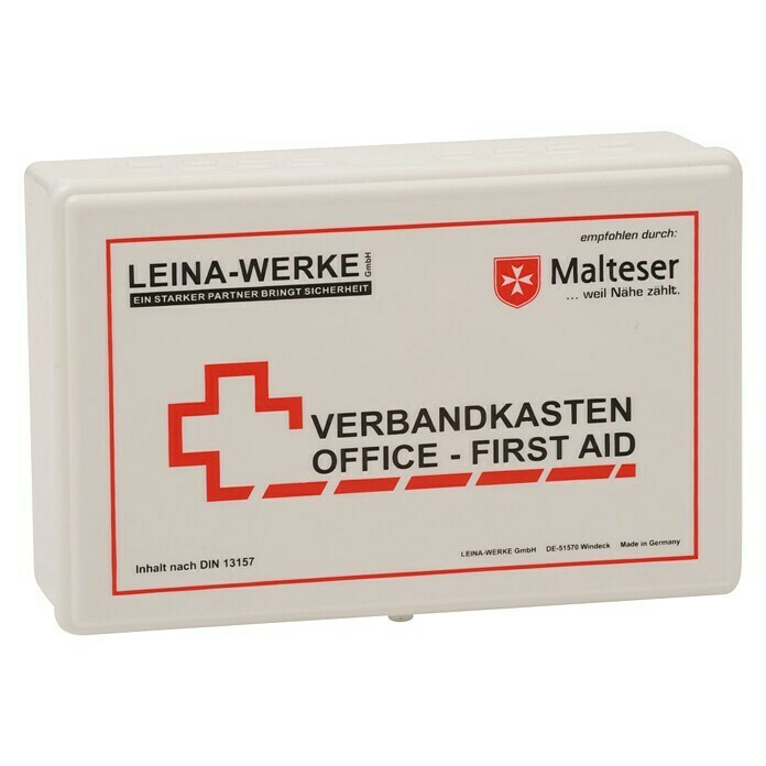 Leina-Werke Betriebsverbandkasten Office - First Aid (DIN 13157, Ohne  Wandhalterung, Weiß)