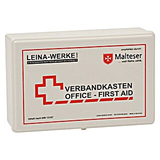 Leina-Werke Betriebsverbandkasten Office - First Aid (DIN 13157, Ohne Wandhalterung, Weiß)