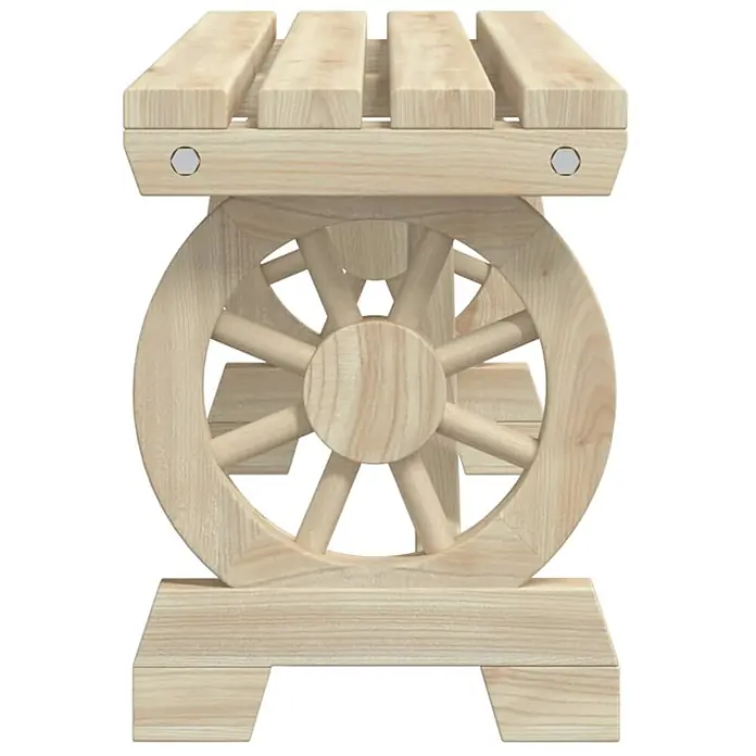 Furnicato Gartenbank Tannen-Massivholz - B x T x H: 115 x 28 x 39,5 cm, Braun - Helle Holz-Gartenbank mit Lattenrostsitz und Wagenrad-förmigen Seiten.