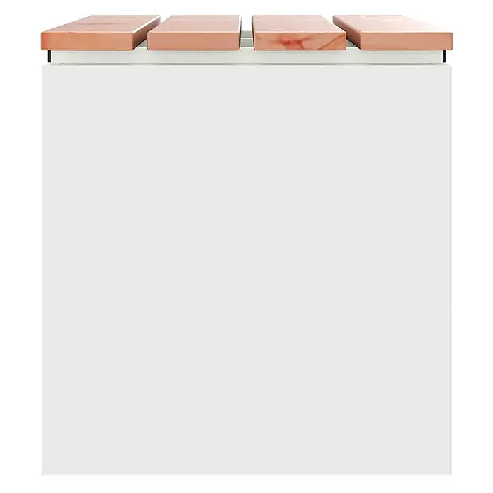 Furnicato Gartenbank Douglasienholz lackiert - B x T x H: 40 x 60 x 43 cm, Weiß - Weißer Schrank mit einer Platte aus vier hellen Holzbrettern.