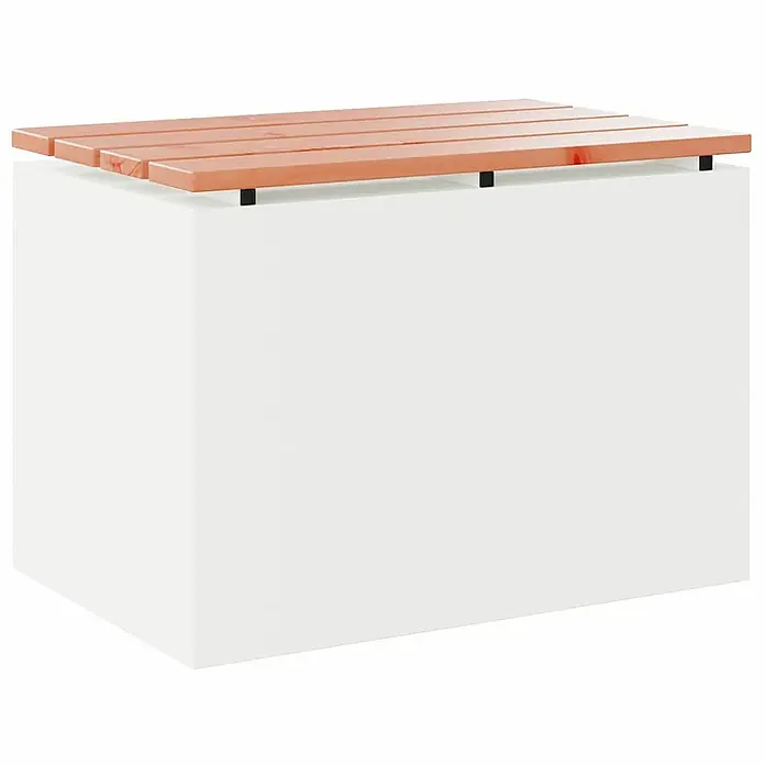 Furnicato Gartenbank Douglasienholz lackiert - B x T x H: 40 x 60 x 43 cm, Weiß - Weißer rechteckiger Pflanzkasten mit Lattenrost aus Holz, geeignet als Sitzbank oder zur Aufbewahrung.