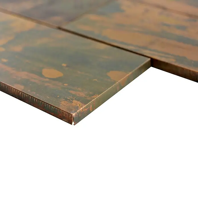 Mosaikfliese Subway XK SW 66 - 30,6 x 30,2 cm, Kupfer, Matt - Detailaufnahme von Metallfliesen mit rustikalem Finish, ideal für Wand- und Bodenakzente.