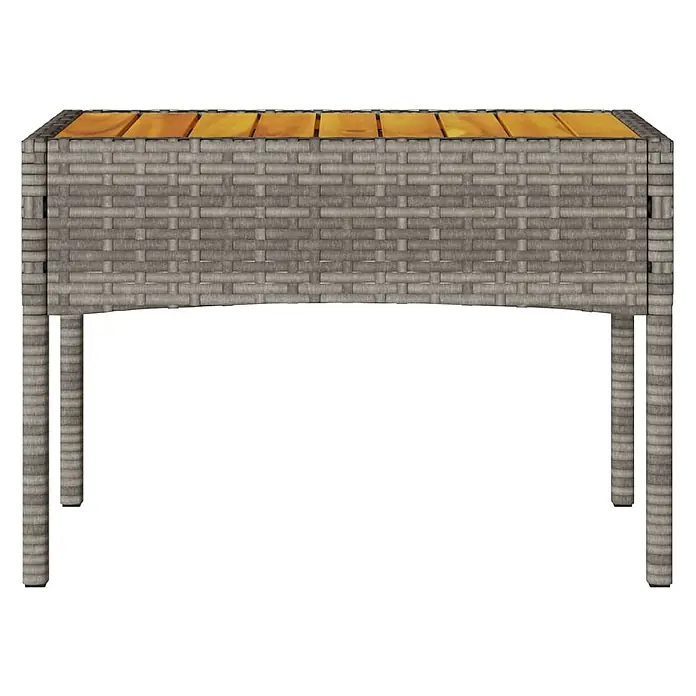Furnicato Gartenbank - B x T x H: 90 x 54 x 85 cm, Grau - Rechteckiger grauer Rattan-Pflanzkasten mit einer Naturholz-Lamellenplatte.