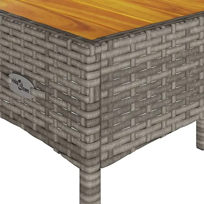 Furnicato Gartenbank - B x T x H: 90 x 54 x 85 cm, Grau - Grauer Polyrattan-Gartentisch mit Naturholzplatte.
