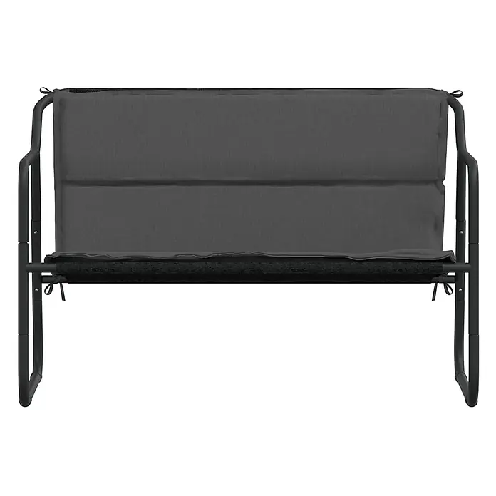 Furnicato Gartenbank Texteline Anthrazit - B x T x H: 110 x 70 x 74 cm, Anthrazit - Dunkelgraue Stoffschaukelbank mit schwarzem Metallrahmen für den Außenbereich.