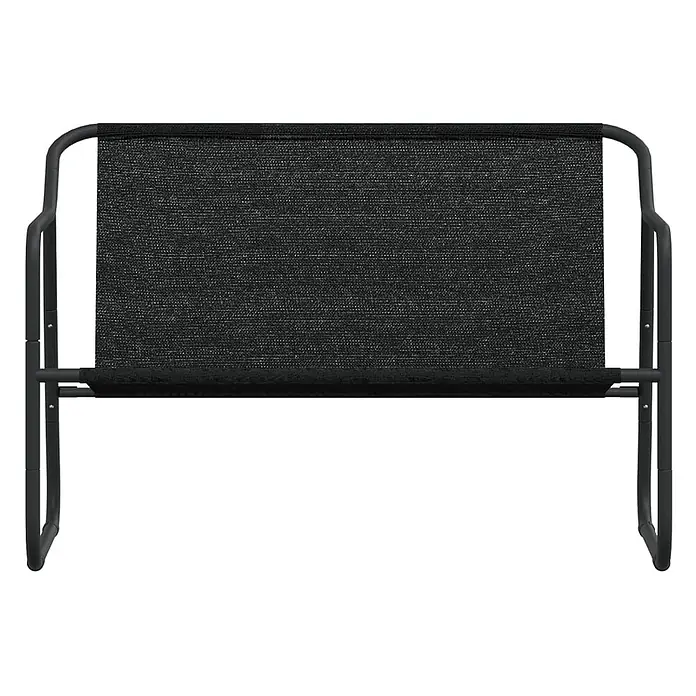Furnicato Gartenbank Texteline Anthrazit - B x T x H: 110 x 70 x 74 cm, Anthrazit - Schwarzer Textilstoff für eine Sonnenliege, gestützt von einem dunklen Metallrahmen.