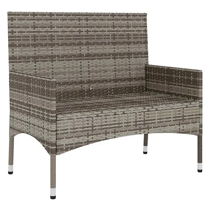 Furnicato Gartenbank PE-Rattan - B x T x H: 90 x 51 x 85 cm, Grau - Zweisitzige Gartenbank aus grau-braunem Polyrattan.
