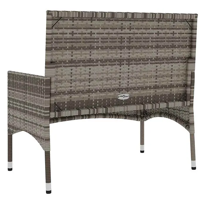 Furnicato Gartenbank PE-Rattan - B x T x H: 90 x 51 x 85 cm, Grau - Graubraune Polyrattan Gartenbank für zwei Personen mit weißen Fußkappen.