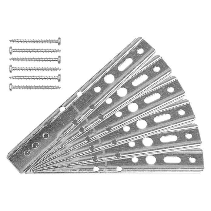 Solid Elements Montageanker Universal - 6 Stk., Passend für: Fenster- und Türmontage - Silberne Montagewinkel mit Löchern und passenden Schrauben für eine stabile Befestigung von Gegenständen.