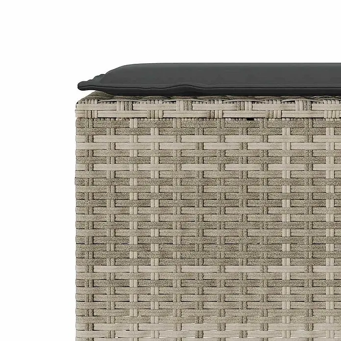 Furnicato Gartenbank PE-Rattan - B x T x H: 110 x 30 x 40,5 cm, Hellgrau und Dunkelgrau - Möbelstück aus hellgrauem Polyrattan-Geflecht mit dunkelgrauem Kissen.