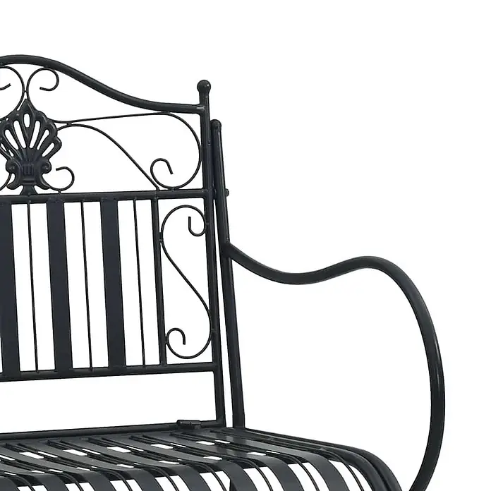Furnicato Gartenbank Stahl - B x T x H: 59 x 103,5 x 89 cm, Schwarz - Schwarze Gartenbank aus Metall mit verzierter Rückenlehne und Armlehnen.