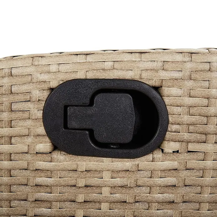 Furnicato Gartenbank - B x T x H: 86 x 86 x 93 cm, Beige und Grau - Schwarzer Kunststoffgriff auf hellbraunem geflochtenem Rattan.