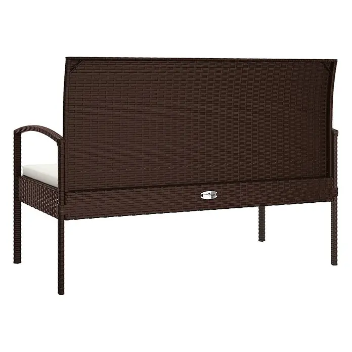 Furnicato Gartenbank PE-Rattan - B x T x H: 58 x 105 x 74 cm, Braun - Dunkelbraune Polyrattan-Gartenbank mit weißen Sitzkissen.
