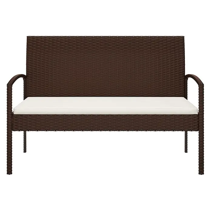 Furnicato Gartenbank PE-Rattan - B x T x H: 58 x 105 x 74 cm, Braun - Braune Rattanbank mit weißem Kissen.