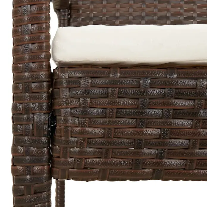 Furnicato Gartenbank PE-Rattan - B x T x H: 58 x 105 x 74 cm, Braun - Brauner Rattansessel mit hellem Kissen.