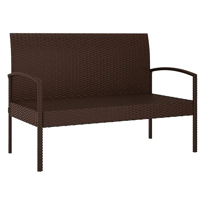 Furnicato Gartenbank PE-Rattan - B x T x H: 58 x 105 x 74 cm, Braun - Braune geflochtene Zweisitzer-Outdoor-Bank.