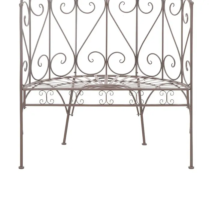 Furnicato Gartenbank Schmiedeeisen Antik-Braun - B x T x H: 95 x 54 x 200 cm, Braun - Verzierte braune Metall-Gartenbank mit geschwungener Rückenlehne und Lattenrostsitz.