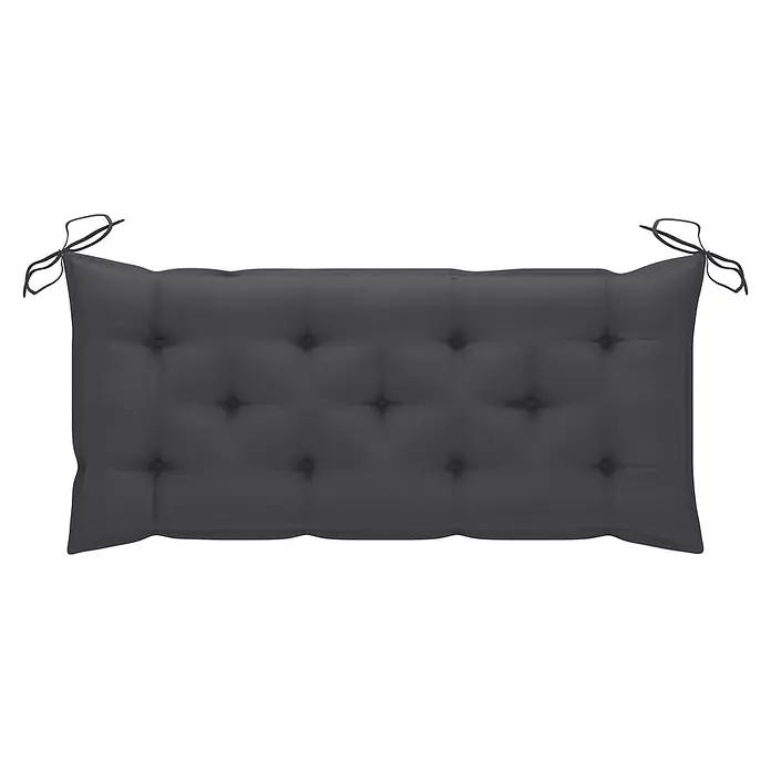 Furnicato Gartenbank Akazienholz geölt - B x T x H: 58 x 120 x 90 cm, Anthrazit - Rechteckiges, dunkelgraues Bankkissen mit Knopfheftung und Eckbändern.