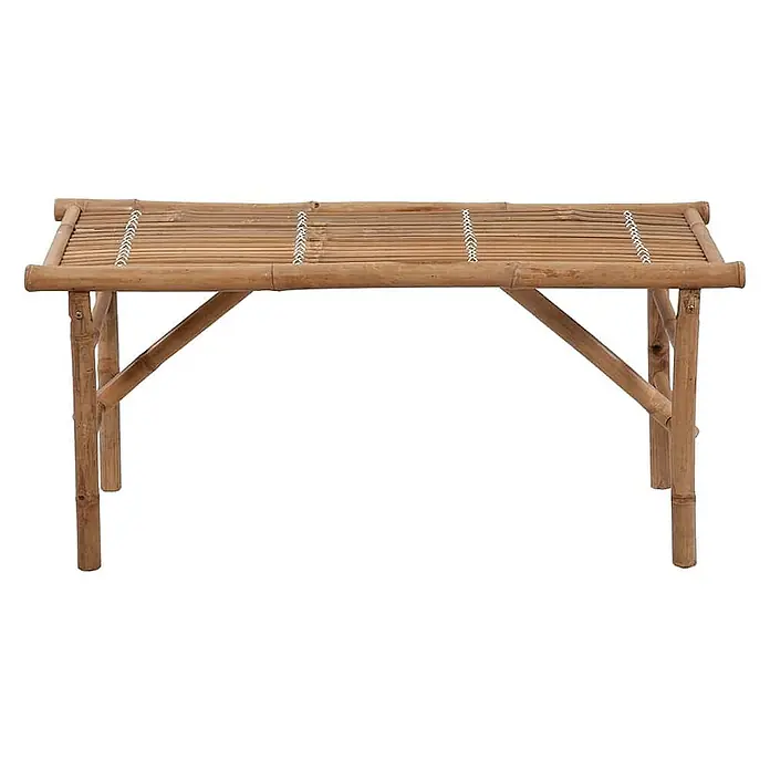 Furnicato Gartenbank - Beige - Naturfarbene Bambusbank oder kleiner Tisch mit Lattenplatte und klappbaren Beinen.
