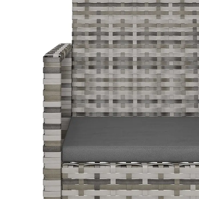 Furnicato Gartenbank - B x T x H: 56 x 105 x 75 cm, Grau - Graue, geflochtene Rattan-Optik Armlehne und Sitzkissen eines Outdoor-Sofas.