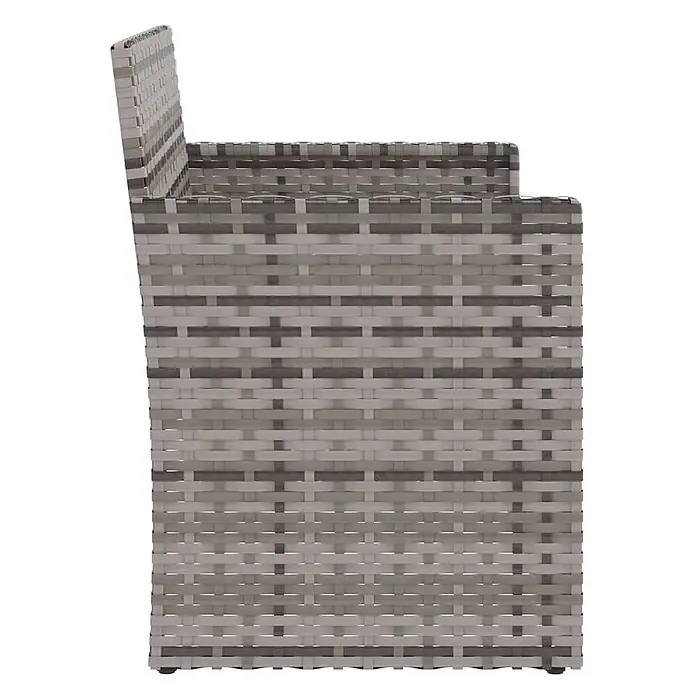Furnicato Gartenbank - B x T x H: 56 x 105 x 75 cm, Grau - Seitenansicht eines grau-hellgrauen Rattan-Sessels mit Armlehnen.