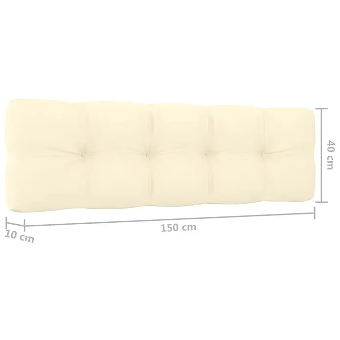 Furnicato Gartenbank Kiefernholz imprägniert - B x T x H: 76 x 179 x 76 cm, Creme - Cremefarbenes, rechteckiges, getuftetes Kissen, 150x40x10 cm.