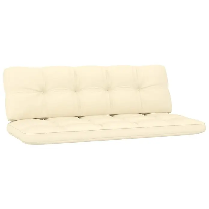Furnicato Gartenbank Kiefernholz imprägniert - B x T x H: 76 x 179 x 76 cm, Creme - Cremefarbenes, getuftetes Outdoor-Kissen-Set für Sitz und Rückenlehne.