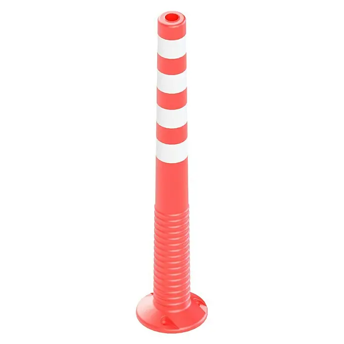 Schake Sperrpfosten flexibel - Ø x H: 80 x 1.000 mm, Kunststoff, Aufdübeln, Rot, Weiß - Auffälliger rot-weißer Leitpfosten für Verkehrssicherheit. Robustes Design für den Einsatz im Straßenverkehr und Baustellen.