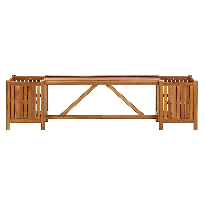 Furnicato Gartenbank Akazien-Massivholz geölt - B x T x H: 150 x 30 x 40 cm, Braun - Braune Holz-Pflanzbank mit integrierten Pflanzkästen an jedem Ende.