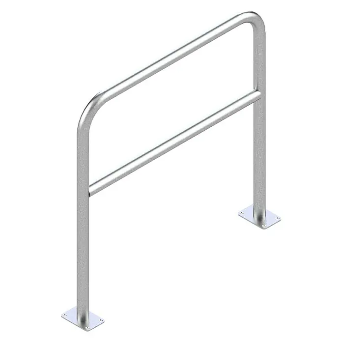 Schake Sperrbügel - B x H: 1.000 x 1.000 mm, Stahl, Aufdübeln, Mit Querholm - Metallischer Fahrradständer zur sicheren Aufbewahrung von Fahrrädern im Freien. Das robuste Design bietet zuverlässigen Halt für Fahrräder aller Art.