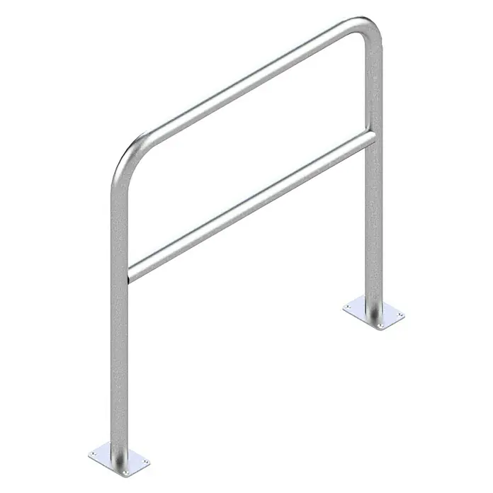 Schake SperrbügelB x H: 1.000 x 1.000 mm, Stahl, Aufdübeln, Mit Querholm - Metallischer Fahrradständer zur sicheren Aufbewahrung von Fahrrädern im Freien. Das robuste Design bietet zuverlässigen Halt für Fahrräder aller Art.