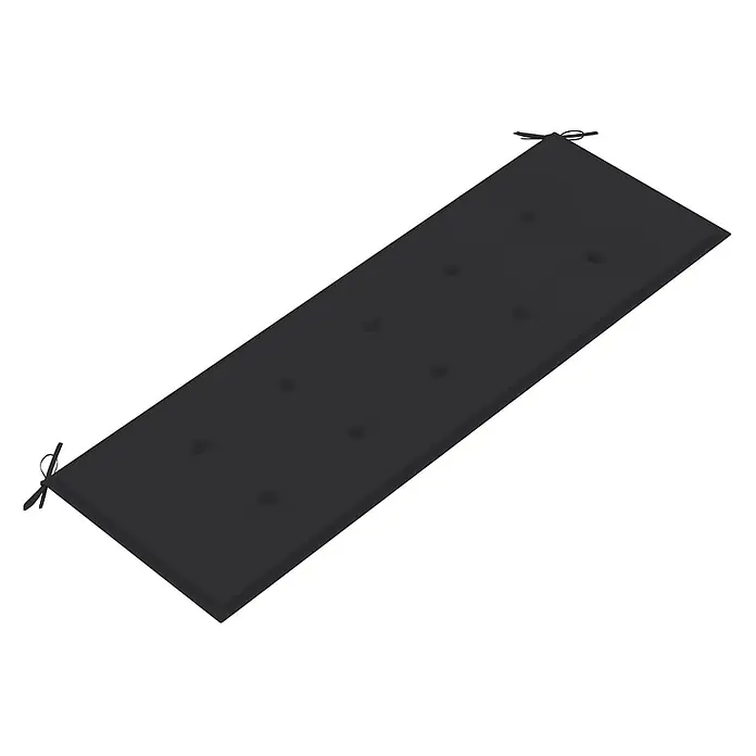 Furnicato Gartenbank Eukalyptusholz geölt - B x T x H: 150 x 60 x 89 cm, Anthrazit - Dunkelgraues rechteckiges getuftetes Bankkissen mit Bändern an beiden Enden.