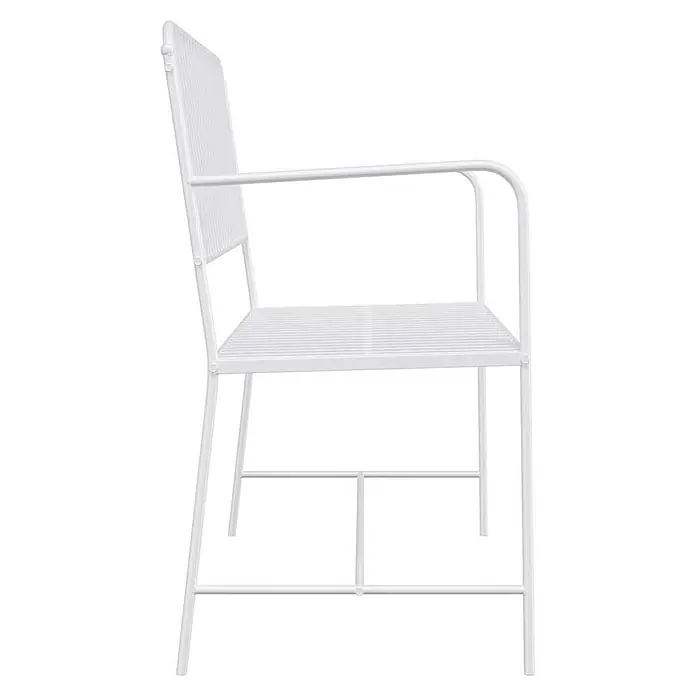 Furnicato Gartenbank - B x T x H: 51,5 x 103,5 x 90 cm, Weiß - Weißer Metall-Gartenstuhl mit Armlehnen, Lattenrost-Sitzfläche und -Rückenlehne.