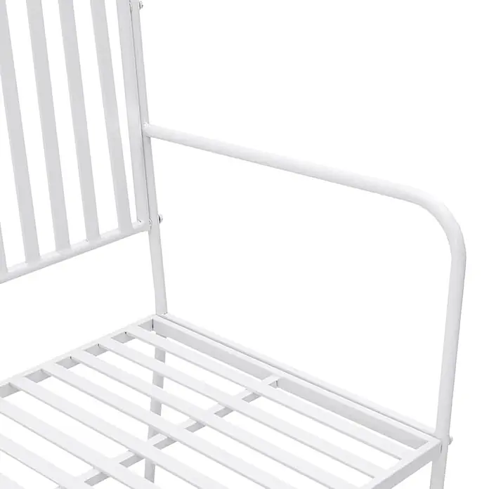 Furnicato Gartenbank - B x T x H: 51,5 x 103,5 x 90 cm, Weiß - Weißer Metallstuhl mit Lattenrost und gebogener Armlehne.