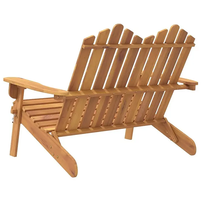 Furnicato Gartenbank Akazien-Massivholz geölt - B x T x H: 126 x 84 x 90 cm, Natur - Gartenbank im Adirondack-Stil aus Naturholz für zwei Personen.