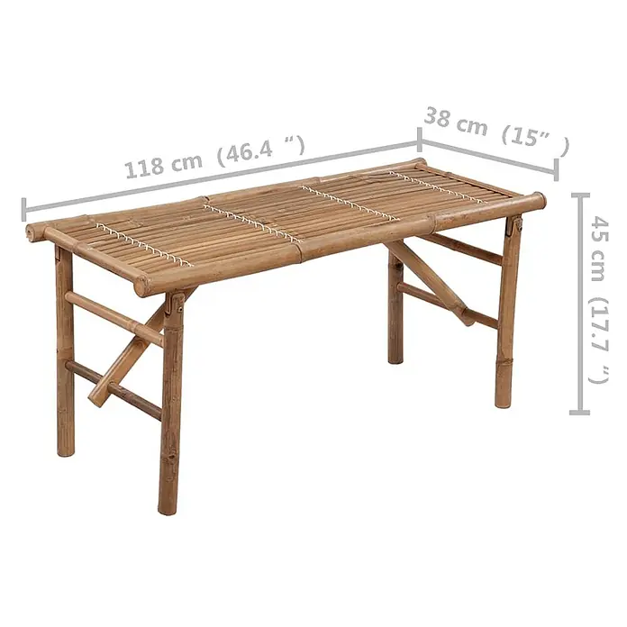 Furnicato Gartenbank - Creme - Klappbare Bank aus natürlichem Bambus mit Lattenrostsitzfläche.