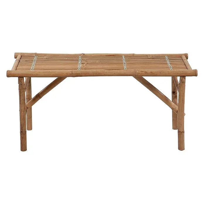 Furnicato Gartenbank - Creme - Niedriger Tisch aus natürlichem Bambus mit Lattenplatte und klappbaren Beinen.