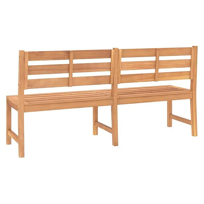 Furnicato Gartenbank Teakholz lackiert - B x T x H: 180 x 59 x 90 cm, Braun - Hellbraune Holz-Gartenbank mit Lattenrost-Sitzfläche und Rückenlehne, bestehend aus zwei Segmenten.