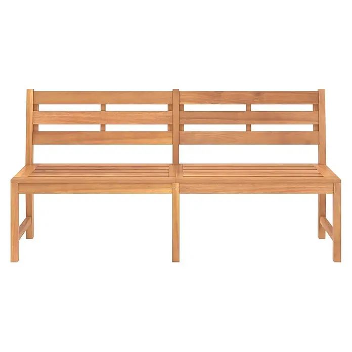 Furnicato Gartenbank Teakholz lackiert - B x T x H: 180 x 59 x 90 cm, Braun - Natürliche Akazienholz-Gartenbank für zwei Personen mit Lattenrückenlehne und Sitzfläche.