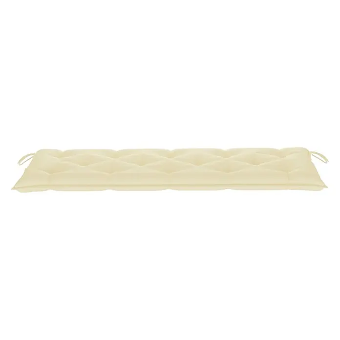 Furnicato Gartenbank - Creme - Lange, rechteckige, gesteppte beigefarbene Outdoor-Sitzauflage mit Bändern.