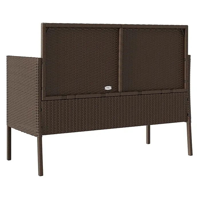 Furnicato Gartenbank - B x T x H: 113 x 61 x 87 cm, Braun - Dunkelbraunes Hochbeet aus geflochtenem Rattan mit hoher Rückwand und Beinen.