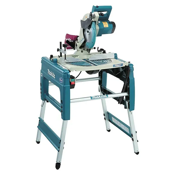 Makita Tischkreissäge & Kapp-Gehrungssäge LF1000 - 1.650 W, Durchmesser Sägeblatt: 260 mm - Makita LS1040F Kapp- und Gehrungssäge mit Laser für präzise Schnitte auf einem stabilen Untergestell.