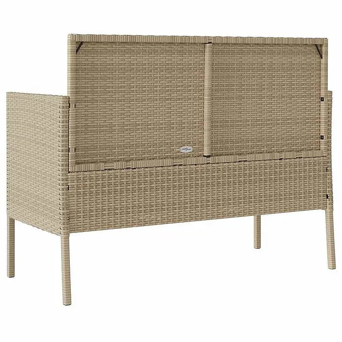 Furnicato Gartenbank PE-Rattan - B x T x H: 113 x 61 x 87 cm, Beige und Creme - Hellbrauner Rattan-Hochbeet mit hoher Rückenlehne.