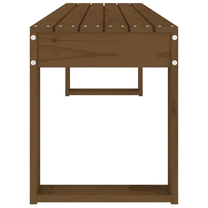 Furnicato Gartenbank Kiefernholz Honigbraun - B x T x H: 110 x 38 x 45 cm, Honigbraune Kiefer - Braune Holzlattenbank mit stabilem Rahmen.