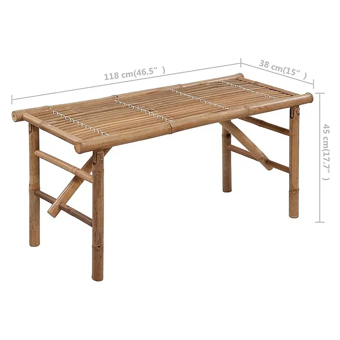 Furnicato Gartenbank Bambus - B x T x H: 38 x 118 x 45 cm, Blau - Klappbare Bambusbank/-tisch in Naturfarbe, Maße 118x38x45 cm (46,5"x15"x17,7").