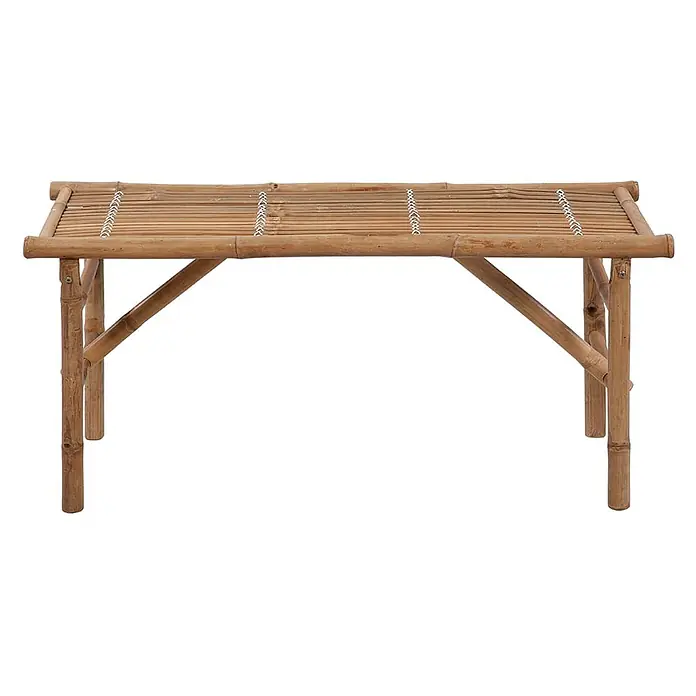 Furnicato Gartenbank Bambus - B x T x H: 38 x 118 x 45 cm, Blau - Natürliche Bambusbank mit Lattenrostplatte und stabilen A-förmigen Beinen.