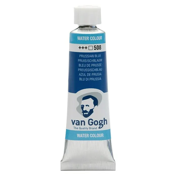 Talens Van Gogh Acuarela - Azul prusia, 10 ml, Tubo - Tubo de pintura de acuarela Van Gogh en Azul de Prusia, número de color 508, para artistas y aficionados.