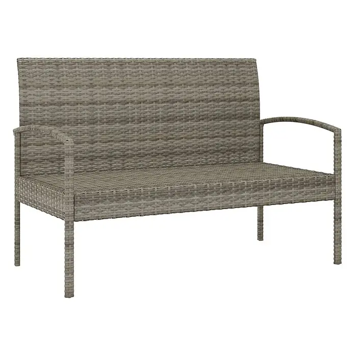 Furnicato Gartenbank PE-Rattan - Grau - Graue Outdoor-Sitzbank aus Polyrattan für zwei Personen mit Armlehnen.
