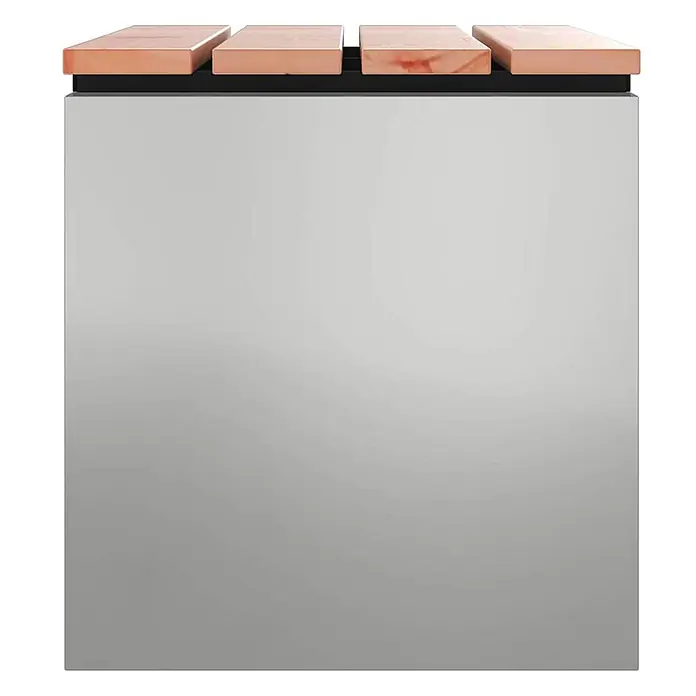 Furnicato Gartenbank Douglasienholz lackiert - B x T x H: 40 x 60 x 43 cm, Verzinkter Stahl - Graue Aufbewahrungseinheit mit heller Holzlamellenplatte.