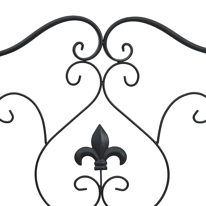 Furnicato Gartenbank Stahl - B x T x H: 54 x 104 x 93 cm, Schwarz - Schwarzes Metall-Ziergitter mit filigranem Lilienmotiv.